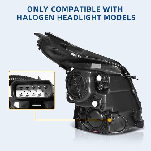 DWVO Headlight Assembly Compatible with 2010 2011 2012 2013 2014 2015 2016 Cadillac SRX 10 11 12 13 14 15 16 Black Housing Clear Lens (Models Halogen Headlights Only) in Saudi Arabia