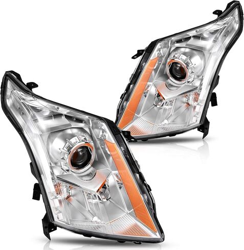 DWVO Headlight Assembly Compatible with 2010 2011 2012 2013 2014 2015 2016 Cadillac SRX 10 11 12 13 14 15 16 Black Housing Clear Lens (Models Halogen Headlights Only) in Saudi Arabia