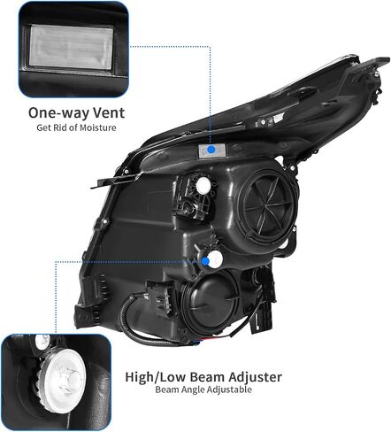 DWVO Headlight Assembly Compatible with 2010 2011 2012 2013 2014 2015 2016 Cadillac SRX 10 11 12 13 14 15 16 Black Housing Clear Lens (Models Halogen Headlights Only) in Saudi Arabia