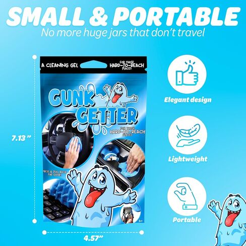 PeerBasics Gunk Getter، جل تنظيف للأماكن التي يصعب الوصول إليها، حامل أكواب السيارة الإلكتروني للوحة المفاتيح المكتبية، جل منظف لإزالة فتات الغبار (حقيبة قابلة للإغلاق، أزرق، 3 أونصة) in Saudi Arabia