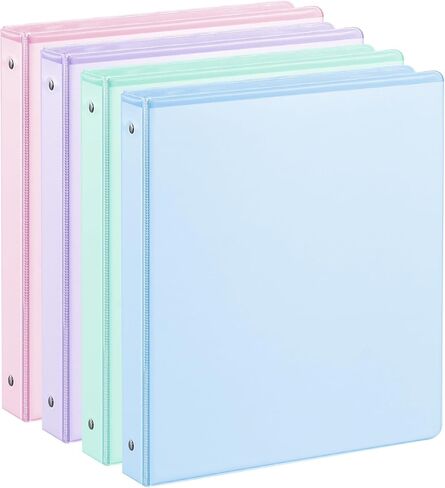 2'' 3-Ring-Binder with Pockets, 450 Sheets Capacity, 2 inch Binders fits 11" x 8.5" US Letter Size, Assorted 4 Pastel Colors - Ideal for School, Office, and Home Use (2 inch) in Kuwait