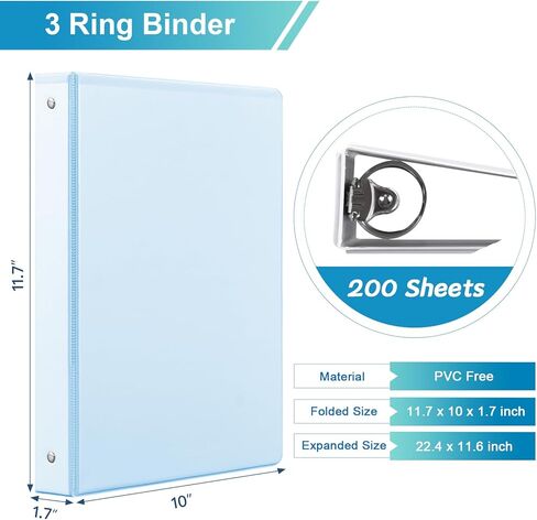 2'' 3-Ring-Binder with Pockets, 450 Sheets Capacity, 2 inch Binders fits 11" x 8.5" US Letter Size, Assorted 4 Pastel Colors - Ideal for School, Office, and Home Use (2 inch) in Kuwait
