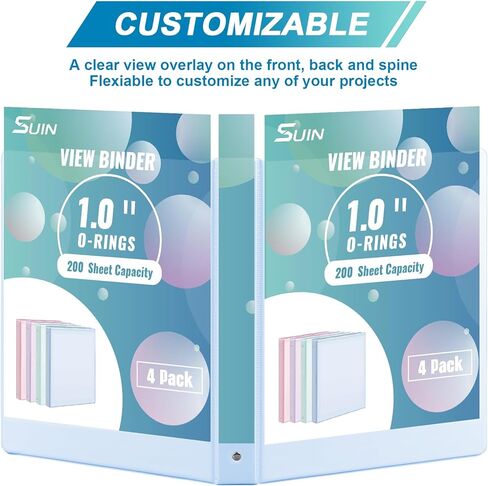 2'' 3-Ring-Binder with Pockets, 450 Sheets Capacity, 2 inch Binders fits 11" x 8.5" US Letter Size, Assorted 4 Pastel Colors - Ideal for School, Office, and Home Use (2 inch) in Kuwait