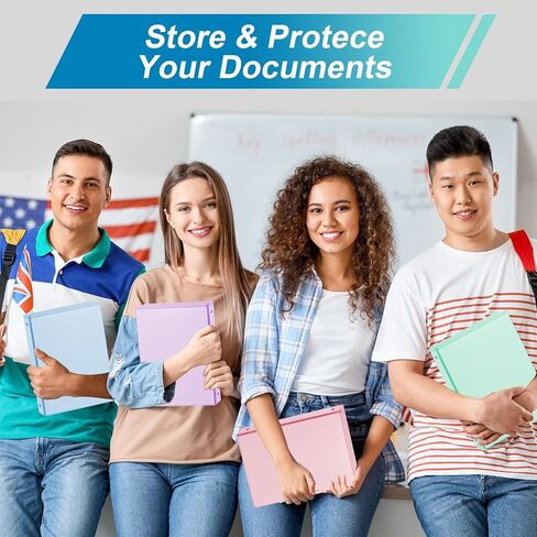 2'' 3-Ring-Binder with Pockets, 450 Sheets Capacity, 2 inch Binders fits 11" x 8.5" US Letter Size, Assorted 4 Pastel Colors - Ideal for School, Office, and Home Use (2 inch) in Kuwait