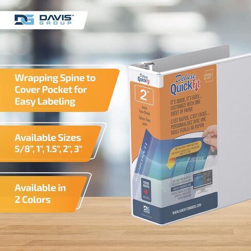 Davis Group QuickFit Junior Binder, Premium Small Clear-View 3-Ring Binder for School, Office, or Home, Made in Canada, 5.5" x 8.5", White in Saudi Arabia