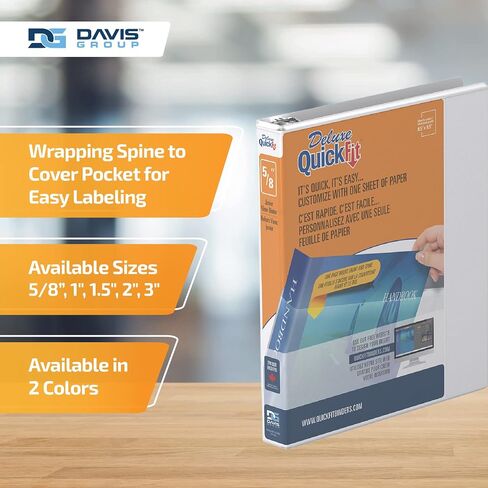 Davis Group QuickFit Junior Binder, Premium Small Clear-View 3-Ring Binder for School, Office, or Home, Made in Canada, 5.5" x 8.5", White in Saudi Arabia