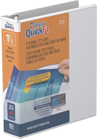 Davis Group QuickFit Junior Binder, Premium Small Clear-View 3-Ring Binder for School, Office, or Home, Made in Canada, 5.5" x 8.5", White in Saudi Arabia