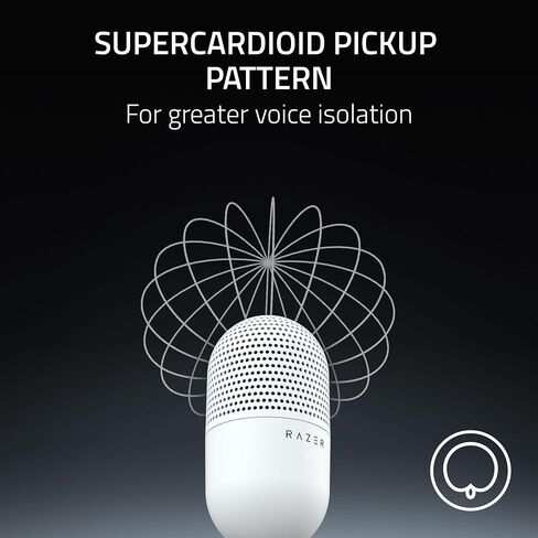 Razer Seiren V3 Mini USB Microphone, Supercardioid Condenser Mic, White | Tap-to-Mute Sensor with LED Indicator, Shock Absorber, Ultra Compact, Works with OBS, Discord, Zoom, Teams in Saudi Arabia