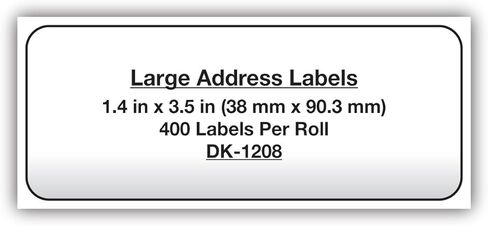 Brother, Die-Cut Large Address Labels, DK-1208, Brother Genuine Labels, Long Lasting Reliability, Die-Cut Large Address Paper Labels, 400 Labels per Roll, (1) Roll per Box in Saudi Arabia