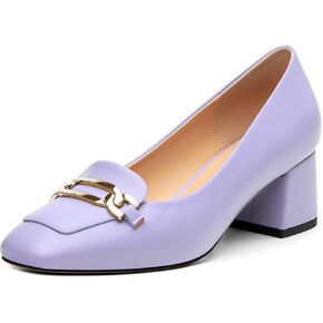 Women's Pumps Low Chunky Block Heel Square Toe Slip On Comfortable Dress Shoes for Work Office Casual