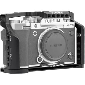 Nitze X-T5 Cage for Fujifilm X-T5 Camera with Built-in NATO Rail and Arca Swiss Quick Release Plate, Cage for Fuji XT5 Includes 1/4" / 3/8" Threaded Holes, 1/4" / 3/8" Locating Holes - T-F03A