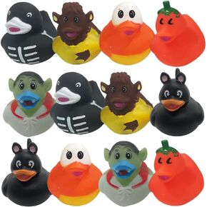 ArtCreativity Assorted Halloween Ducks for Jeeps (Pack of 12) - Variety of Mini Rubber Halloween Characters, Trick or Treat Supplies, Goodie Bag Fillers, Party Favors, Halloween Themed Bathtub Toys