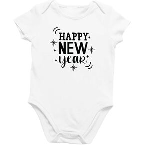Printique Organic GOTS Certified Baby Onesie Unisex Bodysuit 0-18 months - New Year's Eve
