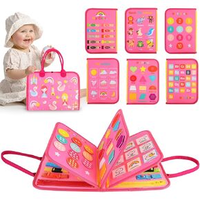 Busy Board for Toddlers Montessori Toys for 2 Years Old Girl Birthday Gift, 7 in 1 Preschool Learning Activities Toddler Travel Toys for Ages 1-4 with Life Skill, Car Ride Toys for Toddlers 1-3