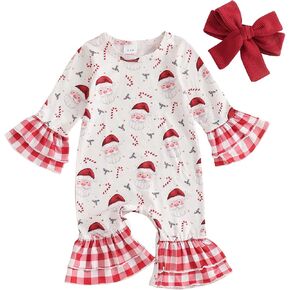 Ayalinggo My First Christmas Baby Girl Outfit Newborn Infant Gingerbread Romper Santan Claus Jumpsuit Toddler Xmas Clothes in Kuwait
