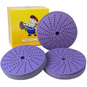 6 in, 50 Pcs Ceramic Multi-Hole Sanding Disc, Assorted Grits 80,120,180,220,320,400, Hook and Loop Sanding Disc, Premium Option for Metal Wood, Stock Removal, Fine Finishing