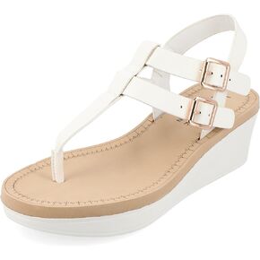 Journee Womens Strappy Platform Flip Flop Buckle Ankle Strap Bianca Tru Comfort Wedge Heel Sandal