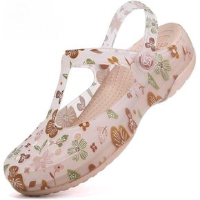 Women's Classic Garden Clogs,Thick-Soled Non-Slip Baotou Casual Slip-On Water Sandals,Lndoor and Outdoor Beach Slippers. (Gold,8)