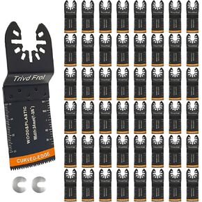 100Pcs Curved-Edge Oscillating Tool Blades Professional Universal Oscillating Saw Blades Wood Multitool Blades Compatible with Dewalt, Milwaukee, Makita, Ryobi, Rockwell, Bosch
