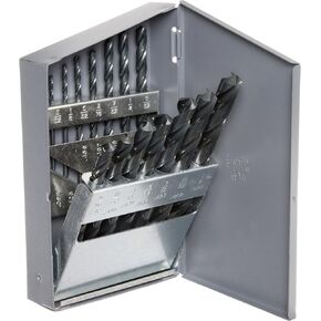 Chicago Latrobe 57713 150 Series High-Speed Steel Jobber Length Drill Bit Set with Metal Case, Black Oxide Finish, 118 Degree Conventional Point, Inch, 15-piece, 1/16" - 1/2" in 1/32" increments