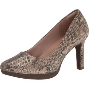 Clarks Women's Ambyr Joy Pump, Beige Metallic Textile, 7