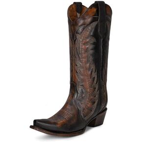 Circle G LADIE'S BROWN/TAN EMBROIDERY & TRIAD, SNIP TOE, LEATHER SOLE, WESTERN, L5872