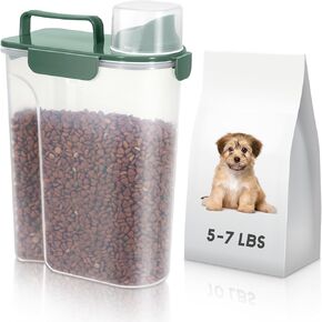 10-14 LBS Cat Dog Storage Container Portable with Upgraded Large Spout and Cup,Plastic Pet Food Dispenser for Small Animal Kibble, Bird Seed,Oatmeal,Rice,flour,brown sugart-2 pack Elegant blue