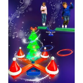 Christmas Tree Ring Toss Game for Kids – Festive Music, Colorful Lights, and Jumping Rod – Fun Holiday Activity for Family Gatherings