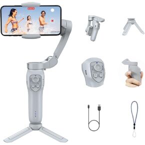 3-Axis Phone Gimbal with Adjustable Fill Light，Gimbal Stabilizer for Smartphone, Phone Stabilizer for Video Recording, Gimbal for Android &iPhone，TikTok YouTube Vloging kit-JCROBOT iSleeky L7C Plus