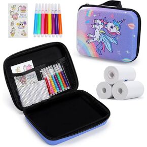 Waterproof Camera Case,Digital Storage Bag for Kids Girls Boys Ages 8-10 Small,Purple Unicorns Toy Instant Print Cameras Holder Bag,Video Print Selfie Upgrade Carrying Bag,Gifts Ideas