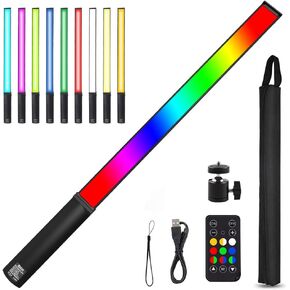 RGB Light Wand Photography, RGB Handheld LED Video Light Wand LED Light Stick, 9 Colors, Built-in Rechargable Battery, Adjustable 3200K-5600K [Upgraded]