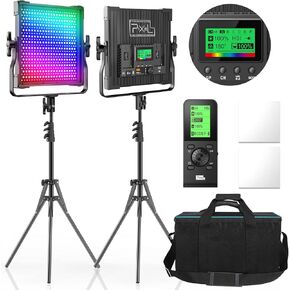 إضاءة فيديو LED بكسل RGB، مصابيح استوديو 50 وات مع جهاز تحكم عن بعد، مجموعة إضاءة التصوير الفوتوغرافي 2600K-10000K، لوحة إضاءة LED مع وظيفة الذاكرة، 552 قطعة خرز، 360 درجة لون كامل/9 مشاهد قابلة للتطبيق in Kuwait