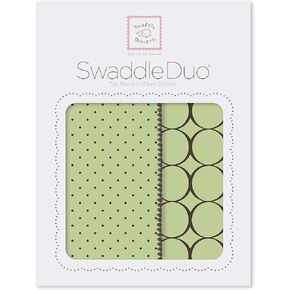 SwaddleDesigns SwaddleDuo, Set of 2 Baby Blankets, Cotton Marquisette + Premium Cotton Flannel, Mod Medallion Duo, Yellow