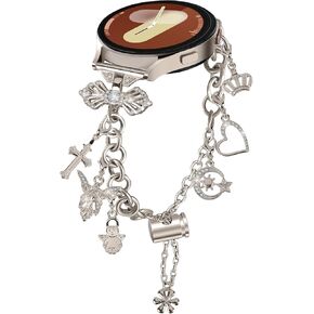 HAYONLIY Bling Bands Compatible for Samsung Galaxy Watch 6/5/4 40mm 44mm, 5 Pro, Watch 6/4 Classic 43mm 47mm 42mm 46mm, 20mm Metal Diamond Jewelry Strap, Charms Adjustable Bracelet for Women