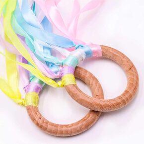 TANOFAR Montessori Toy | Hand Kite | Baby Sensory Toy | Sensory Ribbon Toy | Waldorf Toy | Wooden Baby Toys | Wooden Toddler Toys | Rainbow Hand Kite