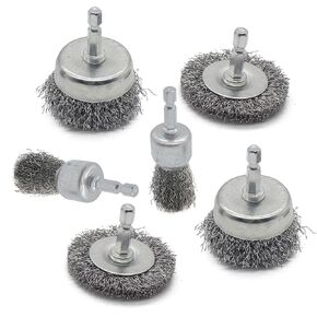 Wire Brush for Drill Set 6 Pack, Wire Wheel for Drill with 1/4 Inch Hex Shank, Drill Wire Brush Set with 0.012 Inch Coarse Crimped Carbon Steel Wires for Removing Rust, Paint and Corrosion