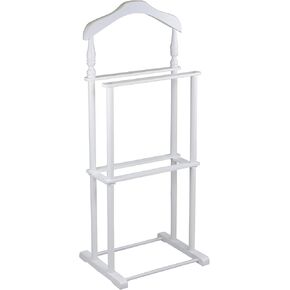 Proman Products Sakura Twin Valet with Wooden Hanger, Trouser Bar & Tie Bar, White