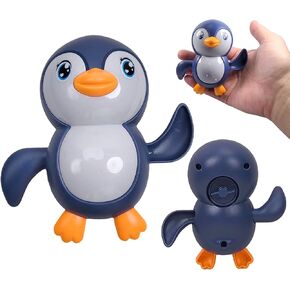 Blue Penguin Wind Up Bath Toy, Bath Toys for Toddlers 3-5, Floating Pool Toys, Newborn Toys, Bathtub Toys for Babies, Water Shower Toys for Boys and Girls