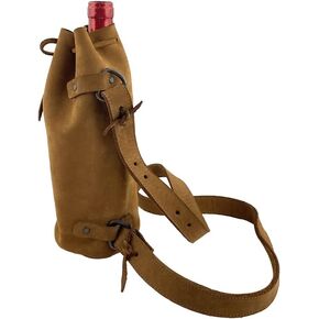 Hide & Drink Durable Leather Wine Carrier Handmade (Blue Suede)