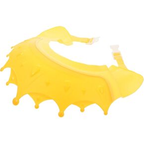 Crown- Shaped Hair Washing Hat Shower Bath Silicone Cap Soft Adjustable Visor Shampoo Cap for Toddler Kids Children Baby Shower Supplies Yellow