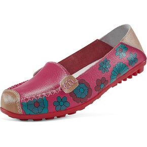 Ablanczoom Womens Loafers Flats Shoes: Women Comfortable Soft Floral Print Dress Loafer Casual Slip on Walking Driving Shoe