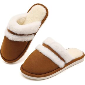 House Slippers for Woman, Fuzzy Memory Foam Womens Slippers Comfortable Bedroom Warm Slippers Non-Slip House Shoes with fluffy Faux Fur Slippers for Women Indoor and Outdoor