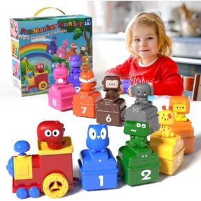 Montessori Toys for 1 2 3 4 Year Old Toddler Toys for 1 Year Old Boy Girl Sensory Toys for Toddler 1-3 Learning Toys Counting,Color Sorting,Train Toy Animal Finger Pupputs for Toddlers