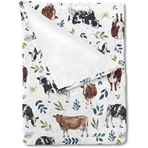 HawSkgFub Milk Dairy Cow Farm Animal Leaves Baby Boy Girl Blanket, Neutral Western Flannel Fleece Nursery Bed Swaddle Receiving Blankets, Soft Lightweight Toddler Infant Newborn Kid Crib Bedding 30x40