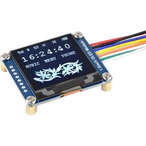 waveshare 1.5inch OLED Display Module 128x128 Pixels 16-bit Grey Level with Embedded Controller Communicating via SPI or I2C Interface.