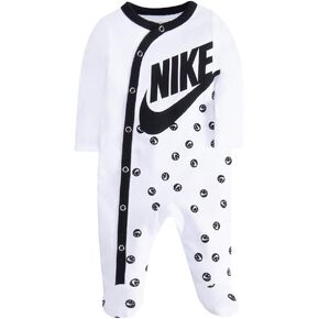 NIKE Infant/Toddler Printed Footed Coverall (White(56D679-001)/Black, 6 Months)