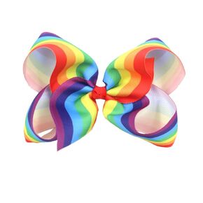 Rainbow Hair Clip Pin Bow Girls Ribbon Hair-bow Hairclips Hair Accessories JHP01 (2 Pcs-C)