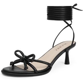 Women's Strappy Lace Up Heels Low Kitten Heeled Sandals
