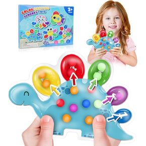 Color Sorting Sensory Toys, Toddler Travel Fine Motor Toys, Preschool Learning Activities Calm Down Sensory Toys for kids with Autism, Color Matching Montessori Fidget Toys for Kids Ages 3+, Dinosaur