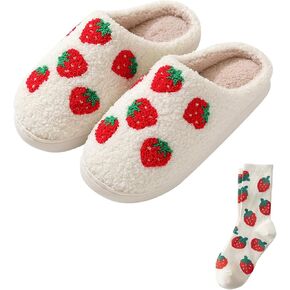 Strawberry Slippers Cute Comfy House Slippers For Women's Men's Bedroom Slipper Indoor Outdoor Soft Memory Foam Slippers